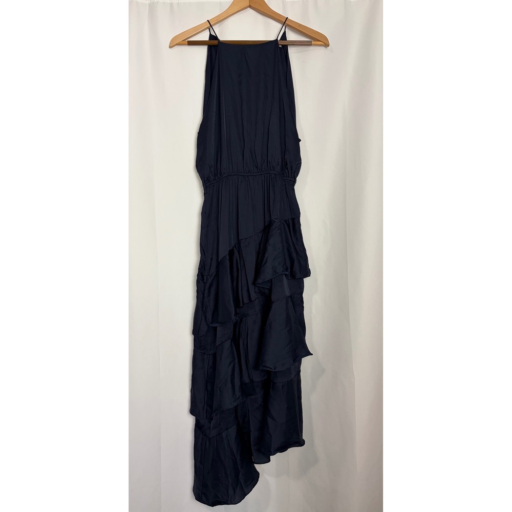Petal & Pup Blue Cocktail Asymmetric Tiered Ruffle Midi Dress 8 NEW Wedding